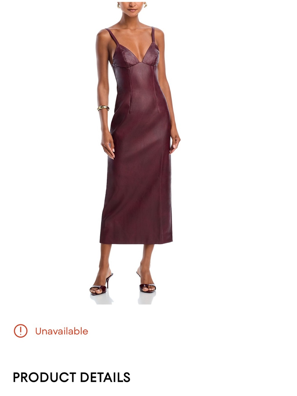 Bardot Burgundy Faux-Leather Midi Slip Dress